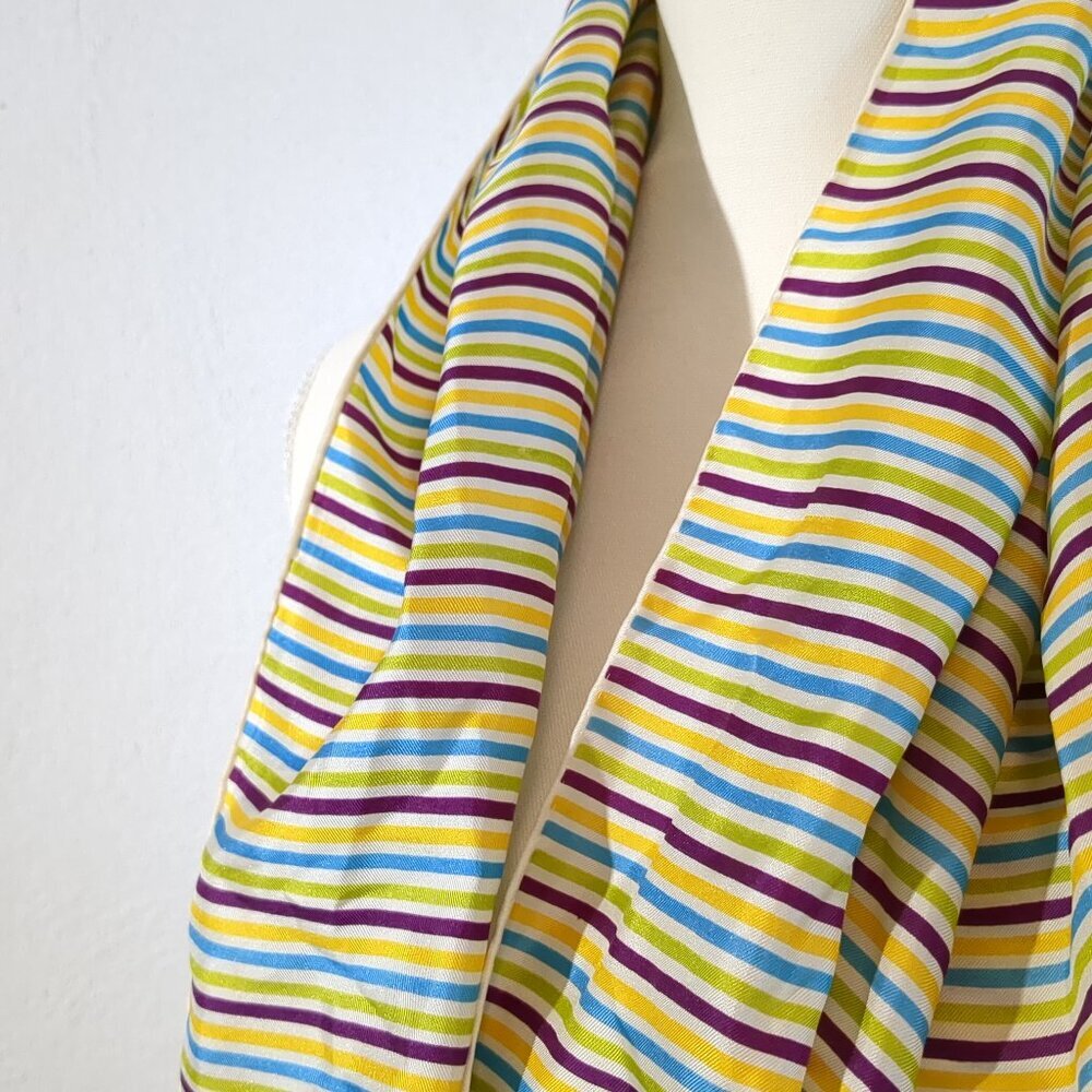 Striped Green and Multicolor Scarf - Picture 3 of 4